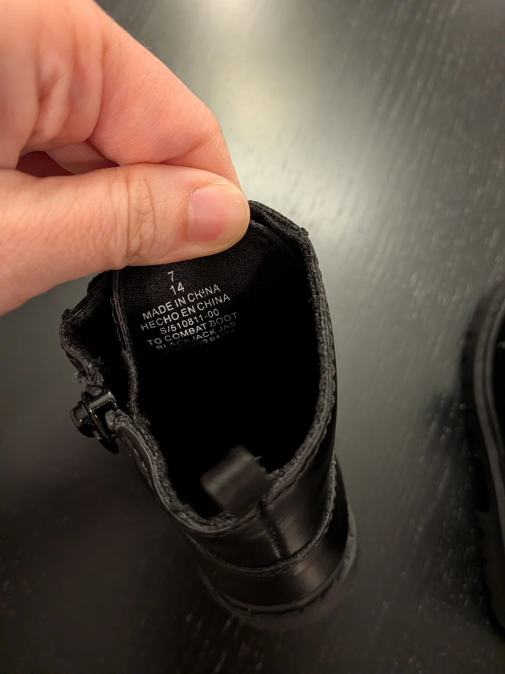 Kids Black Lace-Up Combat Boots